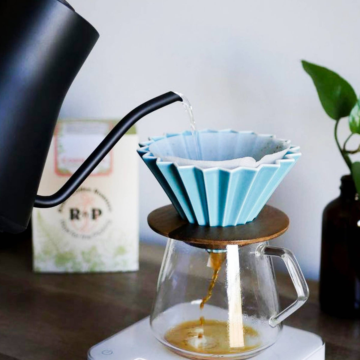 Origami - Pour Over Coffee Dripper - Porcelain - Matte Blue